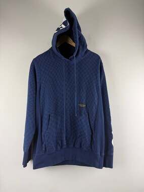 Raised By Wolves Warped Checkerboard Navy Blue Hoodie Size Small